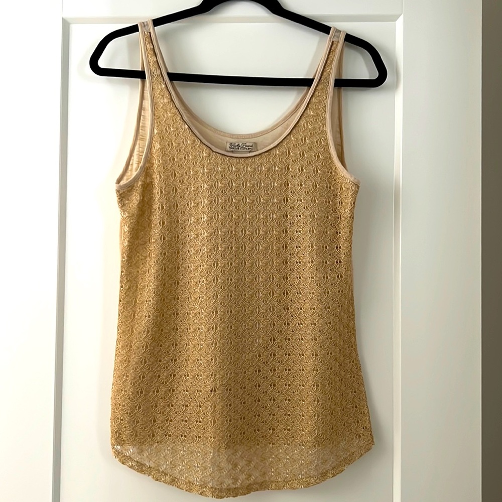 Pre-owned Lucky Brand Gold Lace tank. Excellent Condition. Size SMALL.
